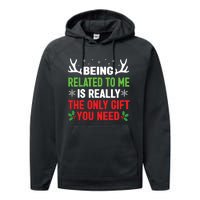 Being Related To Me Funny Christmas Family Performance Fleece Hoodie