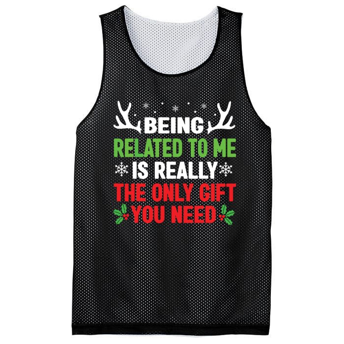 Being Related To Me Funny Christmas Family Mesh Reversible Basketball Jersey Tank