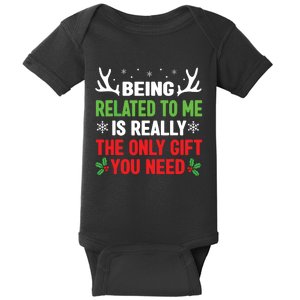 Being Related To Me Funny Christmas Family Baby Bodysuit