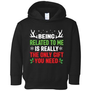 Being Related To Me Funny Christmas Family Toddler Hoodie