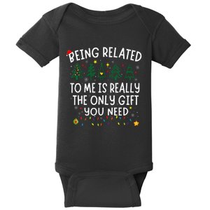 Being Related To Me Funny Christmas Baby Bodysuit