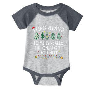 Being Related To Me Funny Christmas Infant Baby Jersey Bodysuit