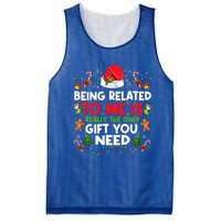 Being Related To Me Funny Christmas Family Xmas Pajamas Mesh Reversible Basketball Jersey Tank