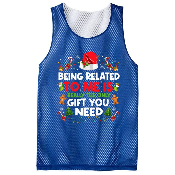 Being Related To Me Funny Christmas Family Xmas Pajamas Mesh Reversible Basketball Jersey Tank