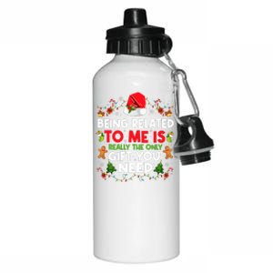 Being Related To Me Funny Christmas Family Xmas Pajamas Aluminum Water Bottle