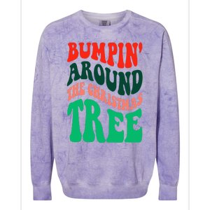 Bumping round The Christmas Tree Funny Groovy Xmas Pregnancy Colorblast Crewneck Sweatshirt