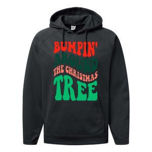 Bumping round The Christmas Tree Funny Groovy Xmas Pregnancy Performance Fleece Hoodie