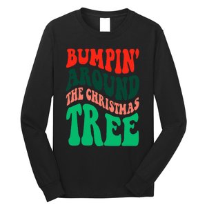 Bumping round The Christmas Tree Funny Groovy Xmas Pregnancy Long Sleeve Shirt