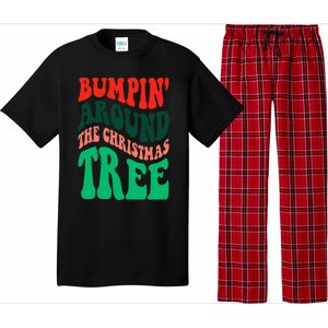 Bumping round The Christmas Tree Funny Groovy Xmas Pregnancy Pajama Set