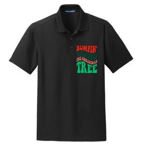 Bumping round The Christmas Tree Funny Groovy Xmas Pregnancy Dry Zone Grid Polo