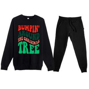 Bumping round The Christmas Tree Funny Groovy Xmas Pregnancy Premium Crewneck Sweatsuit Set