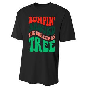 Bumping round The Christmas Tree Funny Groovy Xmas Pregnancy Performance Sprint T-Shirt