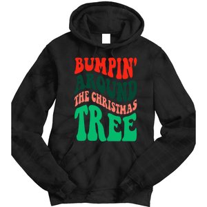 Bumping round The Christmas Tree Funny Groovy Xmas Pregnancy Tie Dye Hoodie