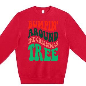 Bumping round The Christmas Tree Funny Groovy Xmas Pregnancy Premium Crewneck Sweatshirt