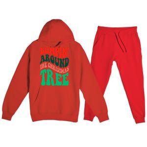 Bumping round The Christmas Tree Funny Groovy Xmas Pregnancy Premium Hooded Sweatsuit Set