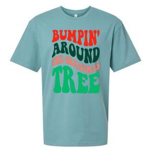 Bumping round The Christmas Tree Funny Groovy Xmas Pregnancy Sueded Cloud Jersey T-Shirt