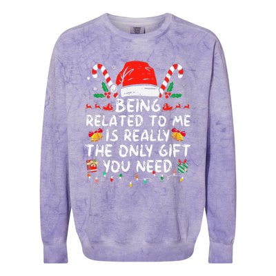 Being Related To Me Funny Christmas Family Xmas Pajamas  Colorblast Crewneck Sweatshirt