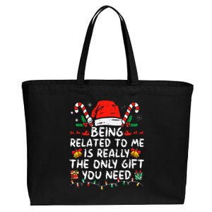 Being Related To Me Funny Christmas Family Xmas Pajamas  Cotton Canvas Jumbo Tote