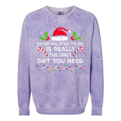 Being Related To Me Funny Christmas Family Xmas Pajamas  Colorblast Crewneck Sweatshirt