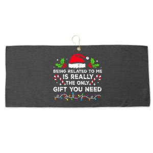 Being Related To Me Funny Christmas Family Xmas Pajamas  Large Microfiber Waffle Golf Towel