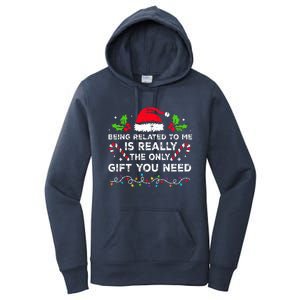 Being Related To Me Funny Christmas Family Xmas Pajamas  Women's Pullover Hoodie