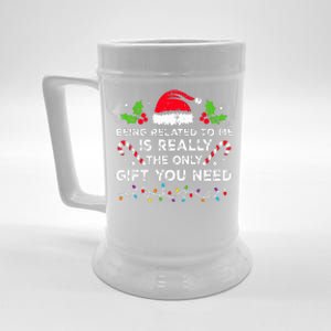 Being Related To Me Funny Christmas Family Xmas Pajamas  Beer Stein