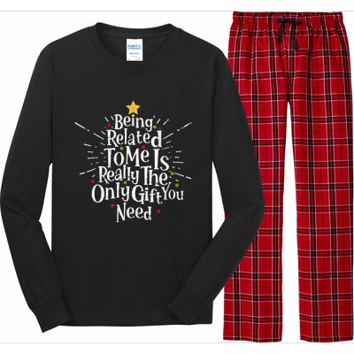 Being Related To Me Funny Family Matching Christmas Pajamas  Long Sleeve Pajama Set