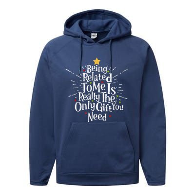 Being Related To Me Funny Family Matching Christmas Pajamas  Performance Fleece Hoodie