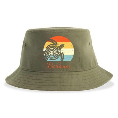 Bahamas Retro Throwback Sea Turtle Vacation Sustainable Bucket Hat