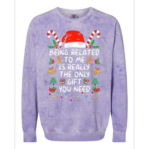 Being Related To Me Funny Christmas Family Xmas Pajamas  Colorblast Crewneck Sweatshirt