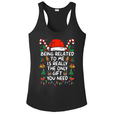 Being Related To Me Funny Christmas Family Xmas Pajamas  Ladies PosiCharge Competitor Racerback Tank