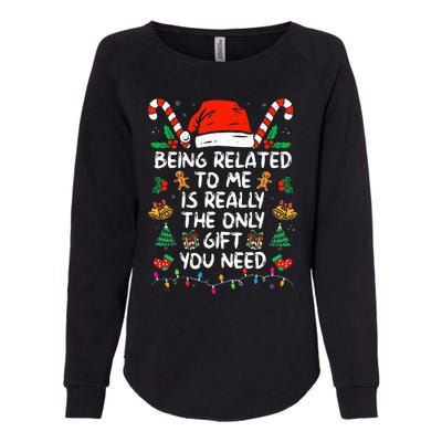 Being Related To Me Funny Christmas Family Xmas Pajamas  Womens California Wash Sweatshirt