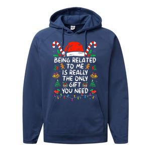 Being Related To Me Funny Christmas Family Xmas Pajamas  Performance Fleece Hoodie