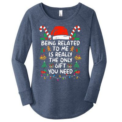 Being Related To Me Funny Christmas Family Xmas Pajamas  Women's Perfect Tri Tunic Long Sleeve Shirt