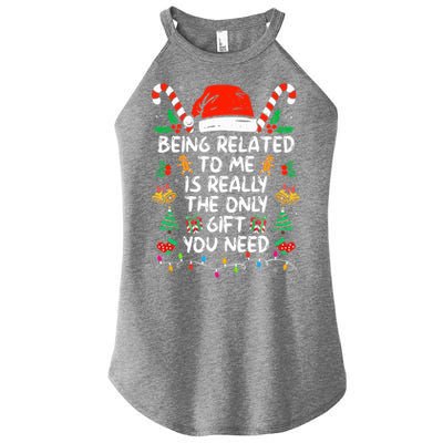 Being Related To Me Funny Christmas Family Xmas Pajamas  Women's Perfect Tri Rocker Tank