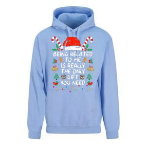 Being Related To Me Funny Christmas Family Xmas Pajamas  Unisex Surf Hoodie