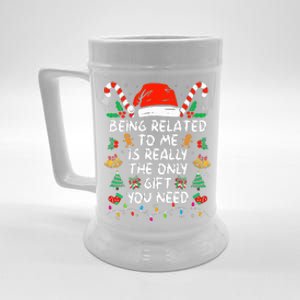 Being Related To Me Funny Christmas Family Xmas Pajamas  Beer Stein