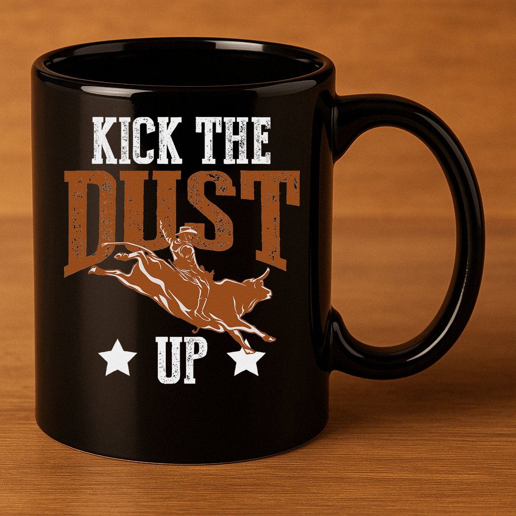Bull Rider Tee Kick The Dust Up Bull Riding Rodeo 11oz C Handle Ceramic Mug