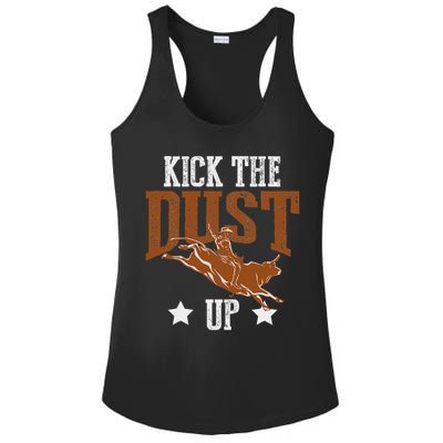 Bull Rider Tee Kick The Dust Up Bull Riding Rodeo Ladies PosiCharge Competitor Racerback Tank