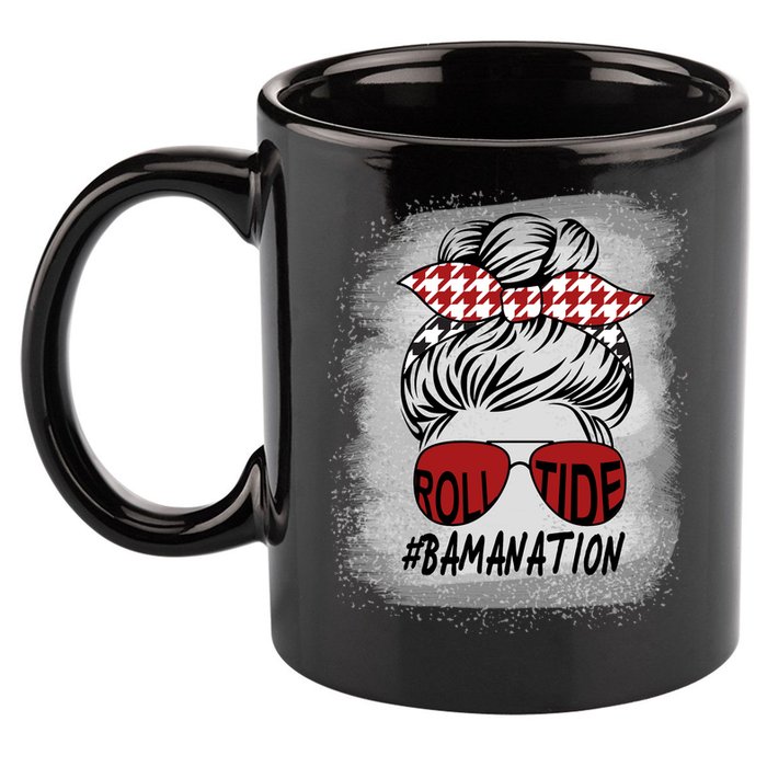 Bamanation Roll Tide Alabama All Y'all The Tide Is Crimson 11oz C Handle Ceramic Mug
