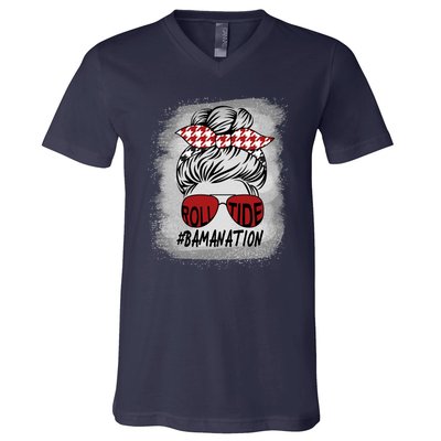 Bamanation Roll Tide Alabama All Y'all The Tide Is Crimson V-Neck T-Shirt