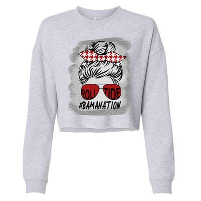 Bamanation Roll Tide Alabama All Y'all The Tide Is Crimson Cropped Pullover Crew