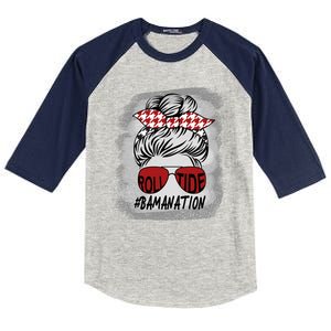 Bamanation Roll Tide Alabama All Y'all The Tide Is Crimson Kids Colorblock Raglan Jersey