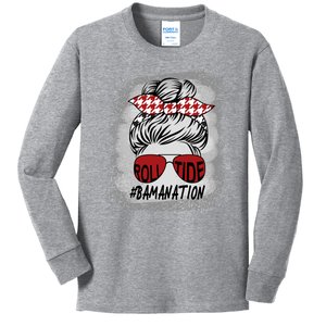 Bamanation Roll Tide Alabama All Y'all The Tide Is Crimson Kids Long Sleeve Shirt