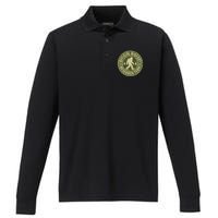 Bigfoot Research Team Retro Vintage Sasquatch Performance Long Sleeve Polo