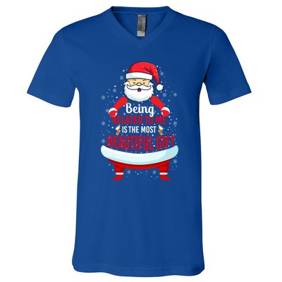 Being Related To Me Funny Christmas Saying Gift V-Neck T-Shirt