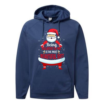 Being Related To Me Funny Christmas Saying Gift Performance Fleece Hoodie