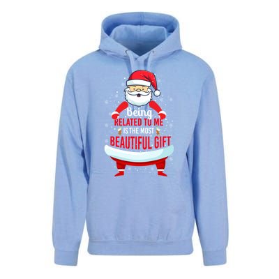 Being Related To Me Funny Christmas Saying Gift Unisex Surf Hoodie