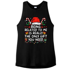 Being Related To Me Funny Christmas Family Xmas Pajamas  Ladies PosiCharge Tri-Blend Wicking Tank