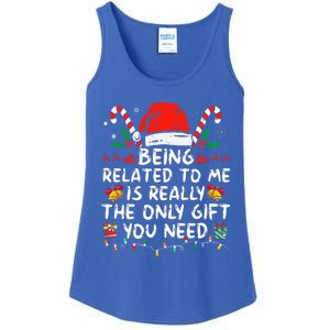 Being Related To Me Funny Christmas Family Xmas Pajamas  Ladies Essential Tank